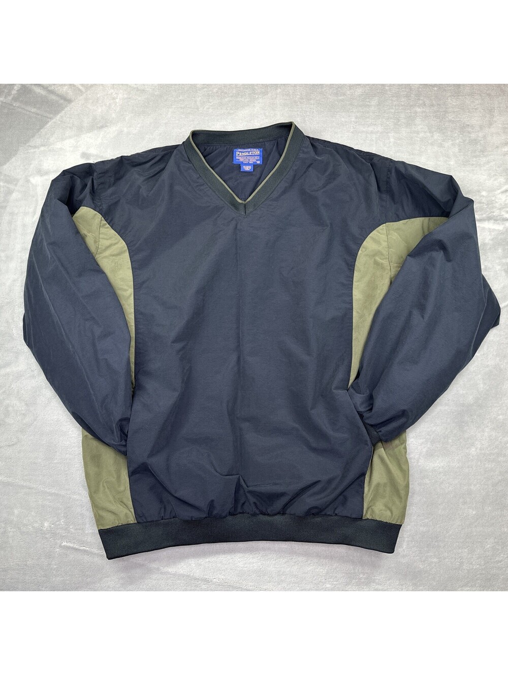 Vintage Pendleton Vneck Pullover Windbreaker Jacket Medium Navy Green